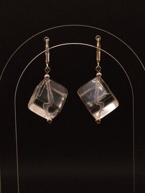 Clear Cube Dangle Earrings